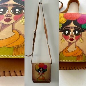 Frida Kahlo - Chicatolia Handmade/ Hand painted leather crossbody bag